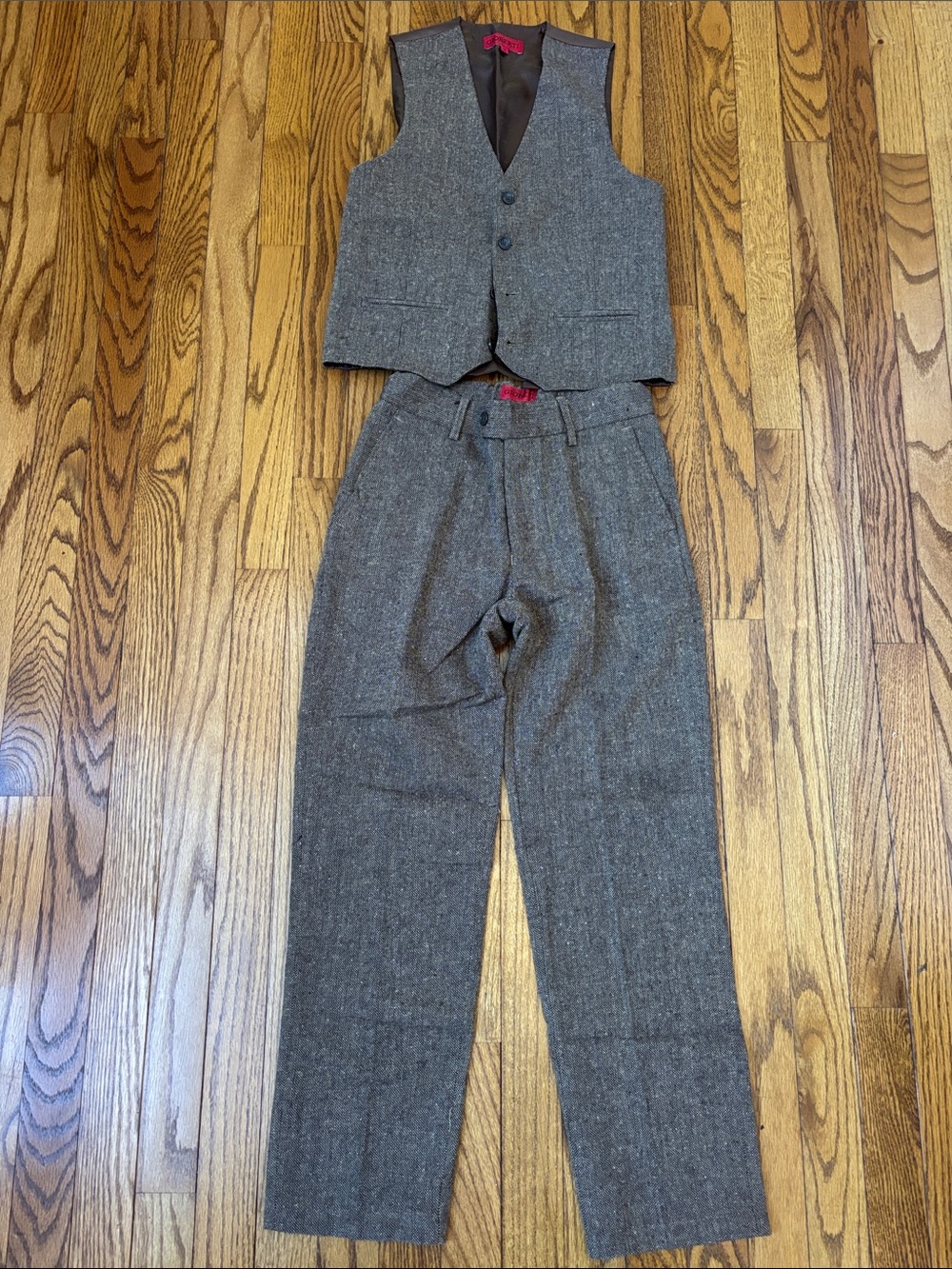 Boy’s Brown Tweed Waistcoat and Trousers Set- Size 12